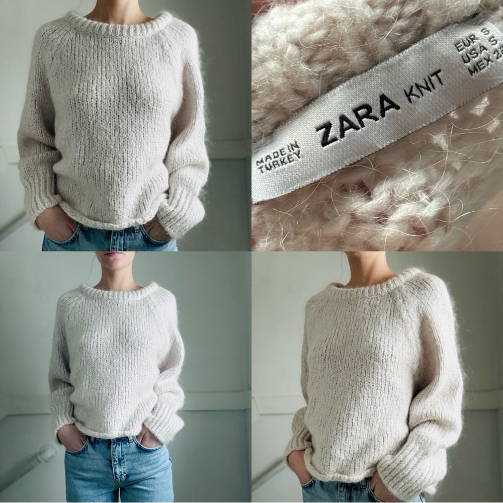 ZARA Knit Wool Blend Chunky Sweater – Cream / Oatmeal | Size S
